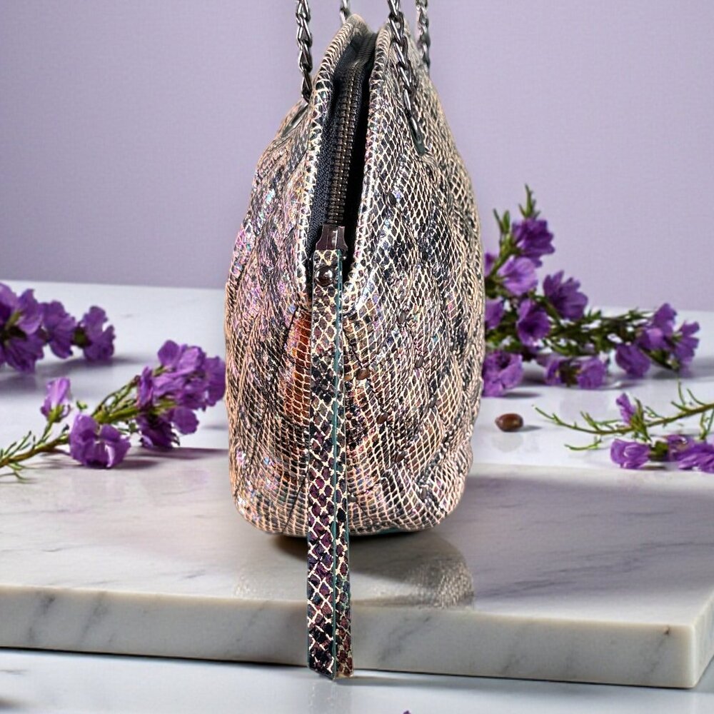 Sharif Metallic Python Embossed Leather Dome Conv… - image 12